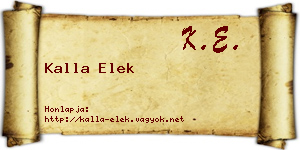 Kalla Elek névjegykártya